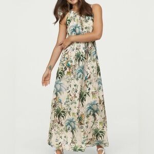 H&M Tropical Jungle Print Flowy Maxi Dress Size 0
